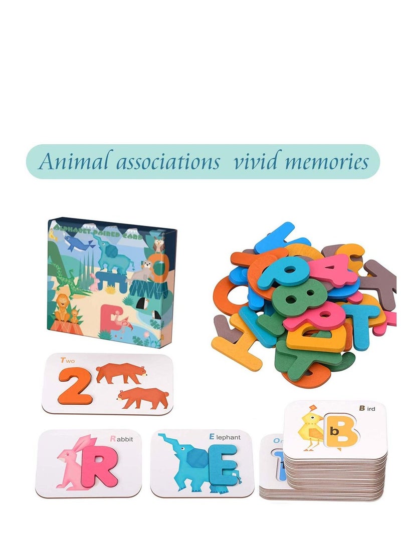 Cordova 46-Pcs  Set Alphabet Number Animal Matching Flash Cards with ABC Wooden Block Preschool  - Image 2