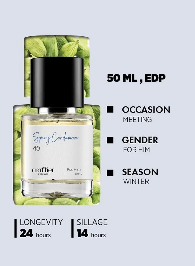 Craftier Perfume 50 SPICY CARDAMOM - Inspired of-DECLARATION, Eau De Parfum for Men - 50ml, Long Lasting Spicy Fragrance Upto 24 Hrs, Travel Size Men's Perfume for Men | Best Price UAE