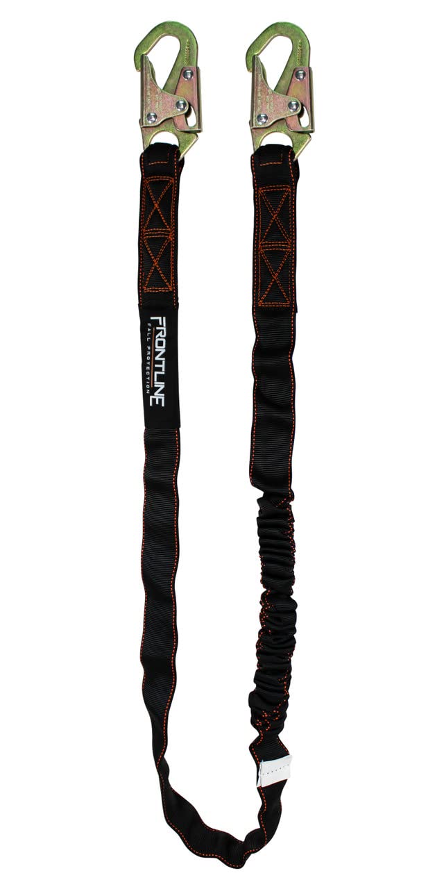 FRONTLINE FALL PROTECTION Internal 6' Shock Absorbing Single Leg Lanyard | ANSI & OSHA Compliant - Image 1