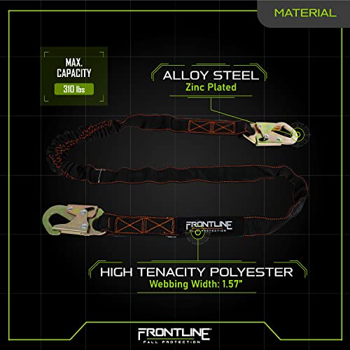 FRONTLINE FALL PROTECTION Internal 6' Shock Absorbing Single Leg Lanyard | ANSI & OSHA Compliant - Image 4