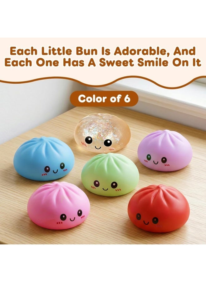 GIOIO Dumpling Squishies Toy, Giant Glitter Dumpling, Colorful Steamed Bun Stress Balls Fidget Sensory Toy,Squeeze Dough Ball Stress Relief Hand Toys with Food Steamer Stretchy Desk Toys - Image 5