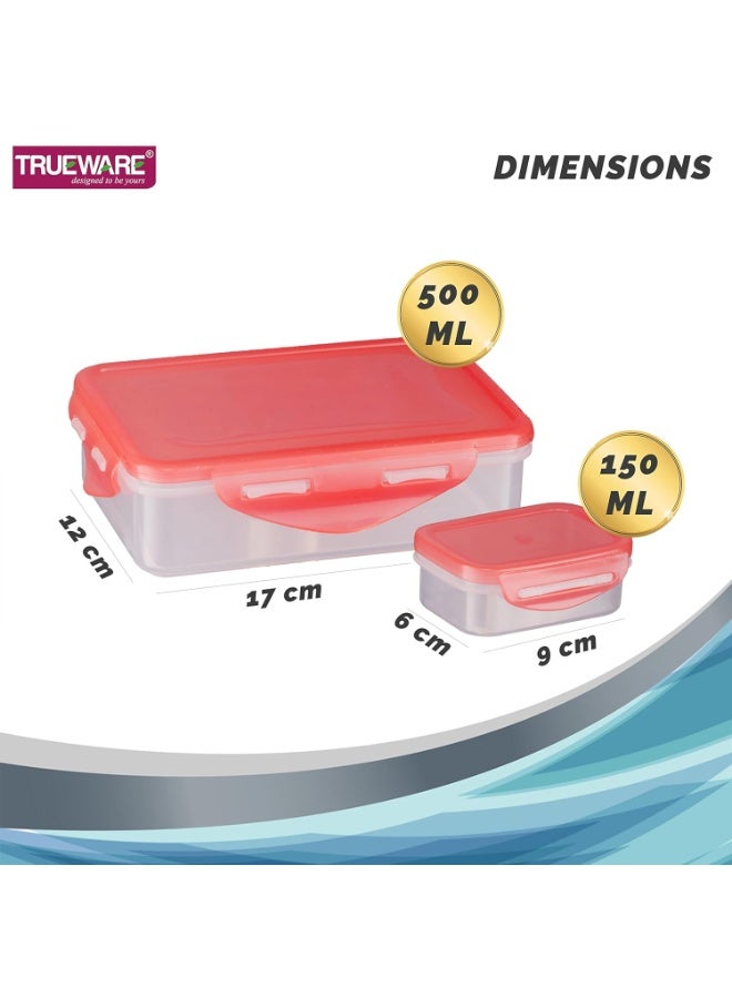 Trueware Tiffinline School Mate Plastic Kids Lunch Box Big Box | 500 ML & Small 150 ML | BPA Free | Food Grade | Kids Lunch Box - Image 4