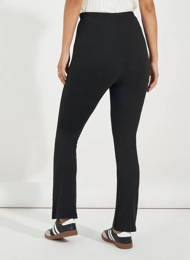 Styli Solid Elastic Waistband Slim Fit Leggings