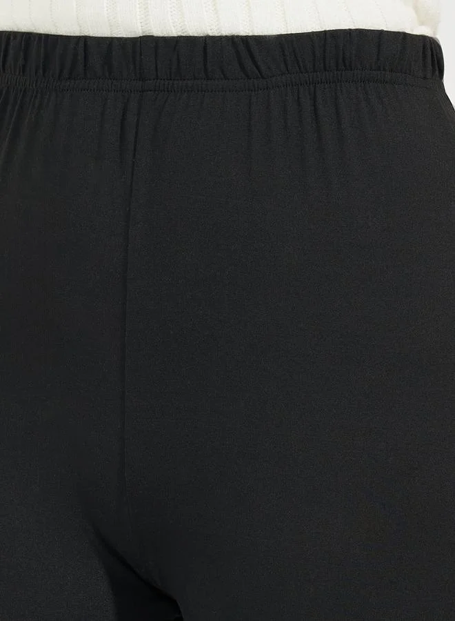 Styli Solid Elastic Waistband Slim Fit Leggings