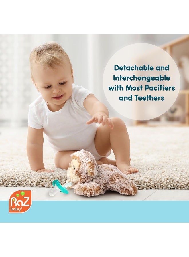 RaZbaby JollyPop Pacifier, Holder w/Detachable Baby Pacifier, Stuffed Animal RaZbuddy, All Ages 0M+, 100% Medical Grade USA Made Silicone, Machine Washable, Textured & Easy to Hold â€“ Monkey - Image 5