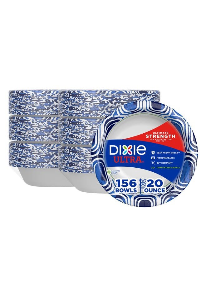 Dixie Ultra, Large Paper Bowls, 20 Oz, 26 Count (Pack of 6), Microwave Safe, Compostable, Disposable Bowls Great For Breakfast, Lunch, And Dinner Meals - Image 1