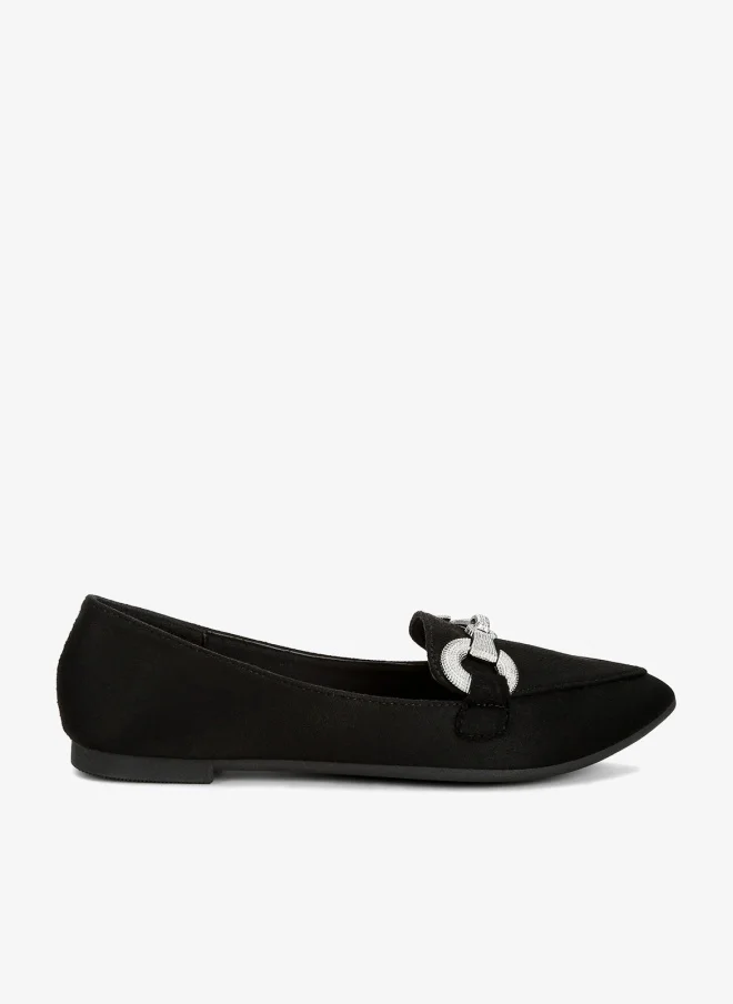 Horsebit Detail Flexible Loafers in Black
