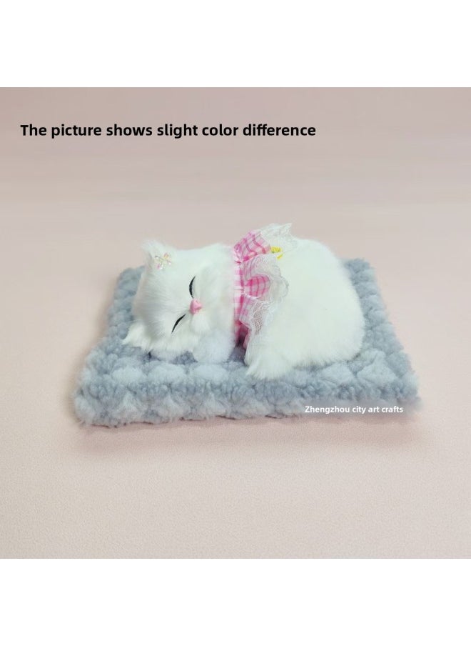 null - Bamboo Charcoal Cloth Pad Simulation Cats Cats Calling Car Decoration Ornaments Simulation Animals Simulation Flower Basket Cats-Color:Gray Bamboo Charcoal Cloth Pad + Pink Skirt Cat Can Bark - Image 1