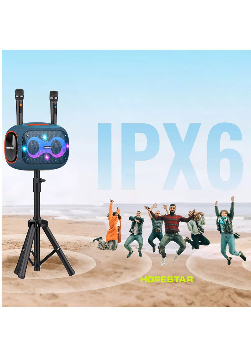 HOPESTAR - Party Box 120W Portable Bluetooth Speaker with Dual Wireless Microphones, 200W Fast Charging, IPX6 Waterproof, DSP Chip, 10-Hour Playtime, RGB Lights – Ideal for Outdoor, Karaoke, and Family Gatherings - Image 1