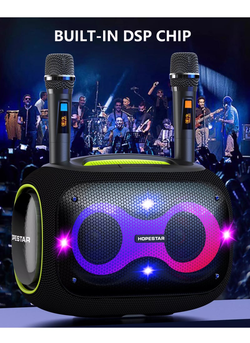 HOPESTAR - Party Box 120W Portable Bluetooth Speaker with Dual Wireless Microphones, 200W Fast Charging, IPX6 Waterproof, DSP Chip, 10-Hour Playtime, RGB Lights – Ideal for Outdoor, Karaoke, and Family Gatherings - Image 1