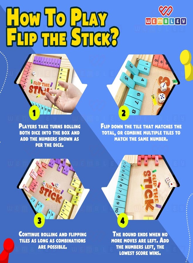 Wembley 2-in-1 Flip The Stick and Isto | Jumbo Size Wooden Educational Board Game for Kids | 2-4 Player Game | Educational Gift for Kids | Math Strategy Board Game | Family Indoor Game - Image 5