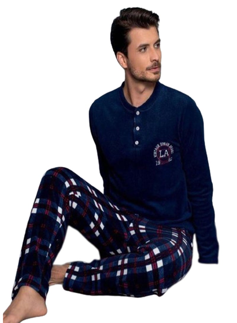 Men's Plaid Pants Warmer - Custom Size - Dark Navy  - Image 1