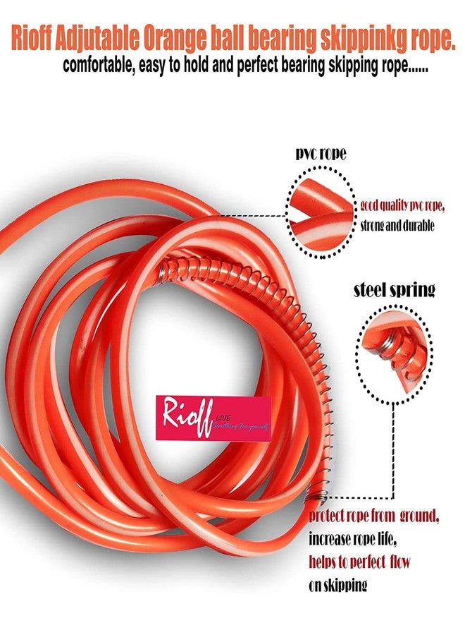 Rioff® Adjustable Jumping Skipping Rope for Gym, Exercise, Home Fitness Core Workout (Orange) - Image 2