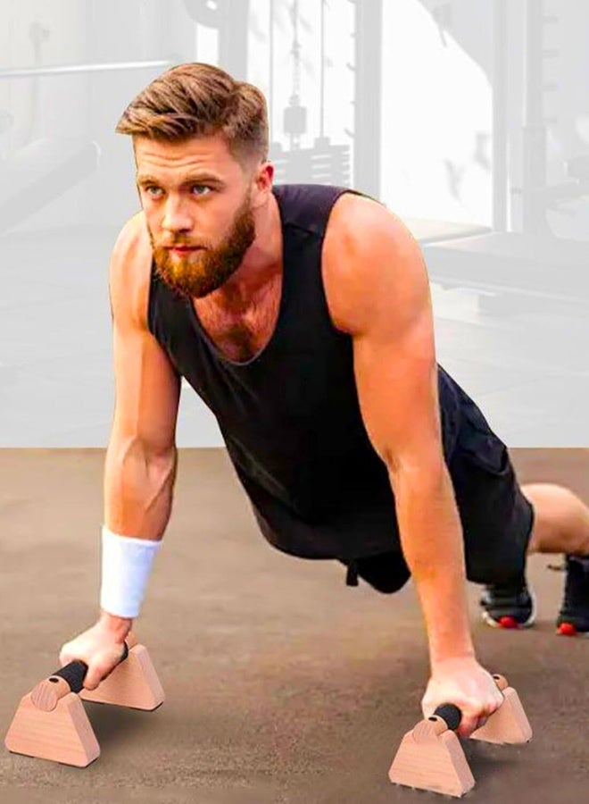 تشيس اب قضبان متوازية، قطعتان، معدات تمارين كاليسثنيكس خشبية، لتدريب الوقوف على اليدين، قضبان ضغط وقضيب تمارين كاليسثنيكس، مكعبات الوقوف على اليدين ومقابض تمرين الضغط - Image 2