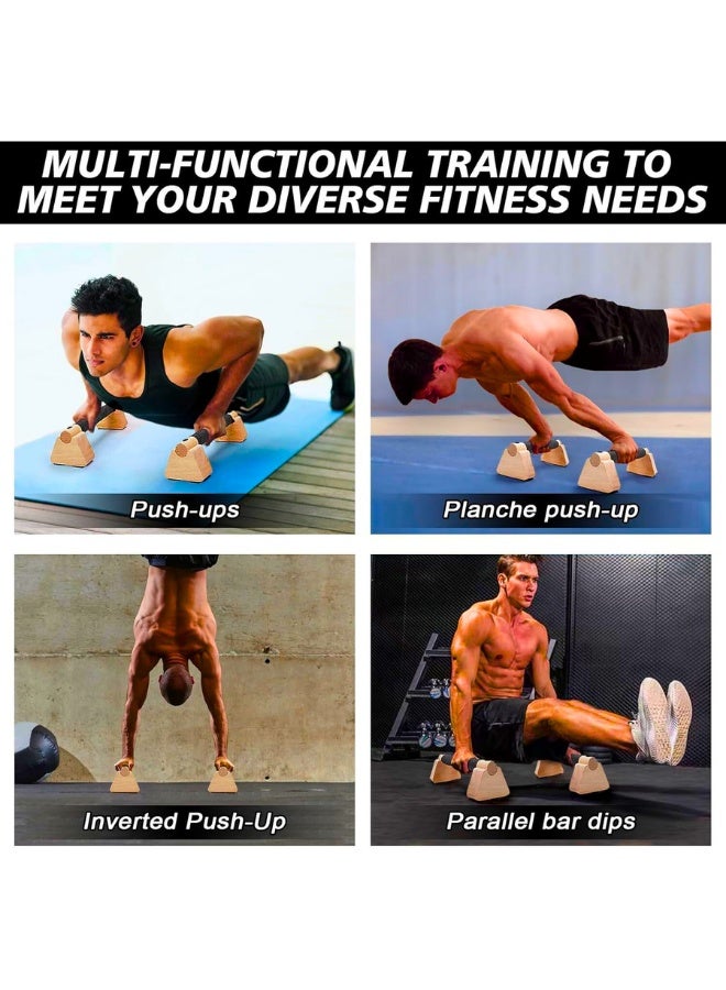 تشيس اب قضبان متوازية، قطعتان، معدات تمارين كاليسثنيكس خشبية، لتدريب الوقوف على اليدين، قضبان ضغط وقضيب تمارين كاليسثنيكس، مكعبات الوقوف على اليدين ومقابض تمرين الضغط - Image 3