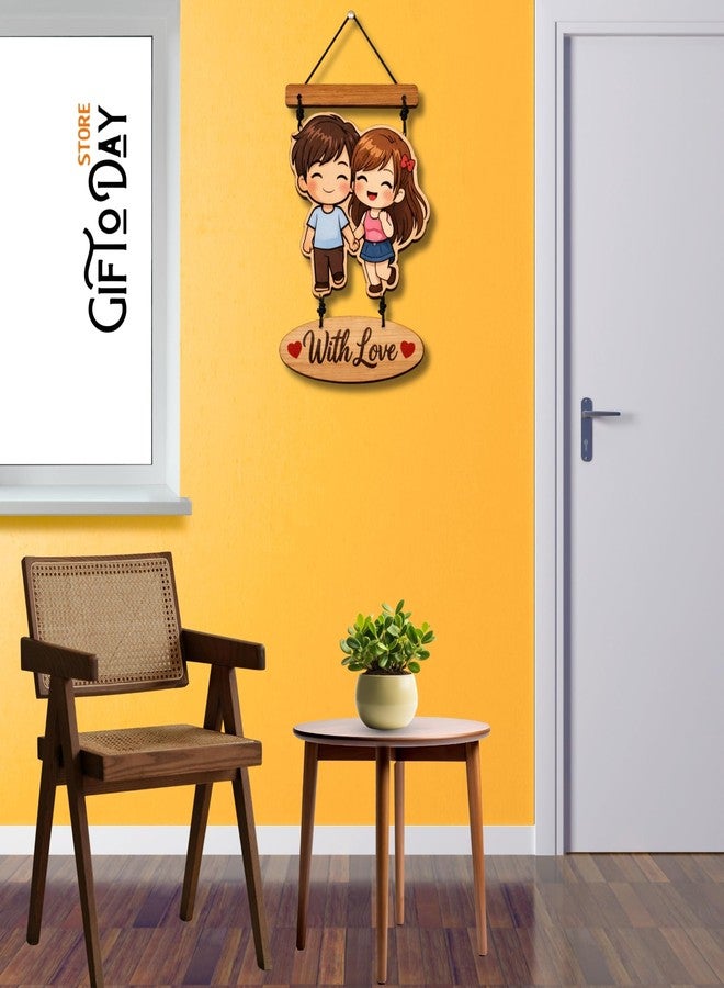 GIFTODAY ديكور حائط خشبي معلق من GiftOday للمنزل | حماية من العين الشريرة، بومة، طاووس، وزوجان لطيفان، ديكور حائط لغرفة المعيشة، غرفة النوم، غرفة الأطفال، والمدخل (حب الزوجين اللطيفين) - Image 5