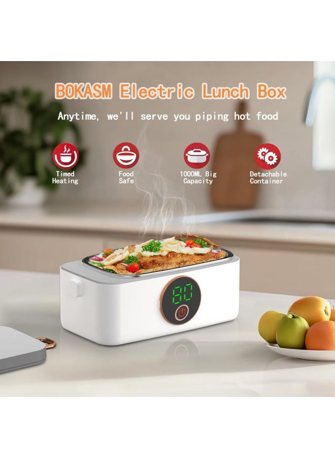 BOKASM Rechargeable Electric Heating Lunch Box, Digital Display, Portable Food Warmer - Image 2