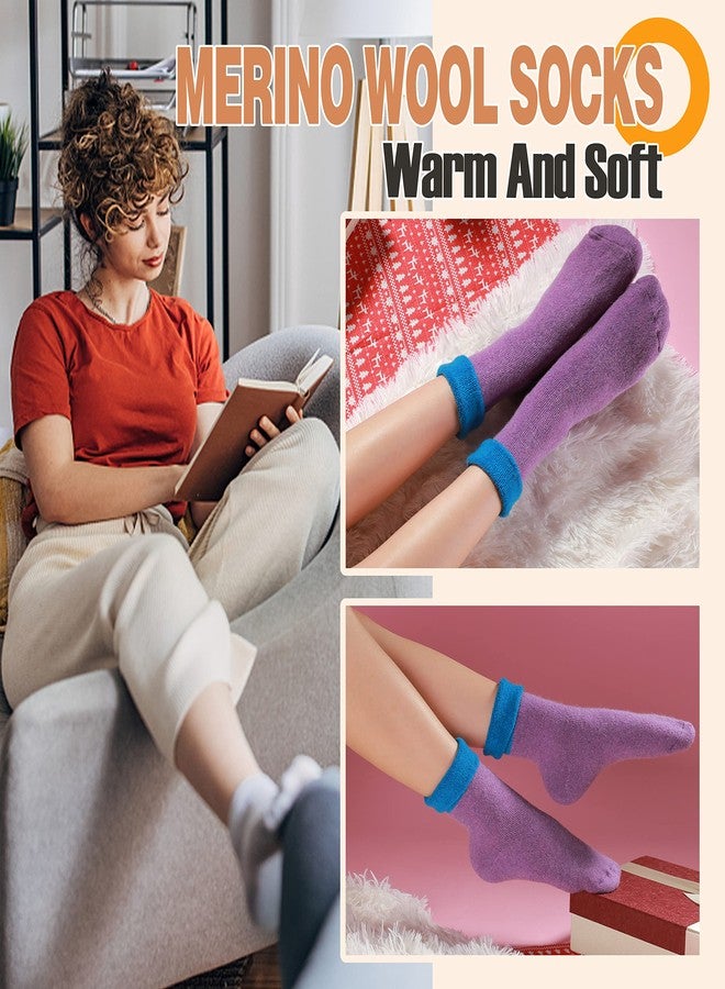 ANTSANG Womens Wool Hiking Socks Winter Warm Thick Boot Cozy Thermal Crew Ladies Work Socks 5 Pairs(Mix Color 2) - Image 2