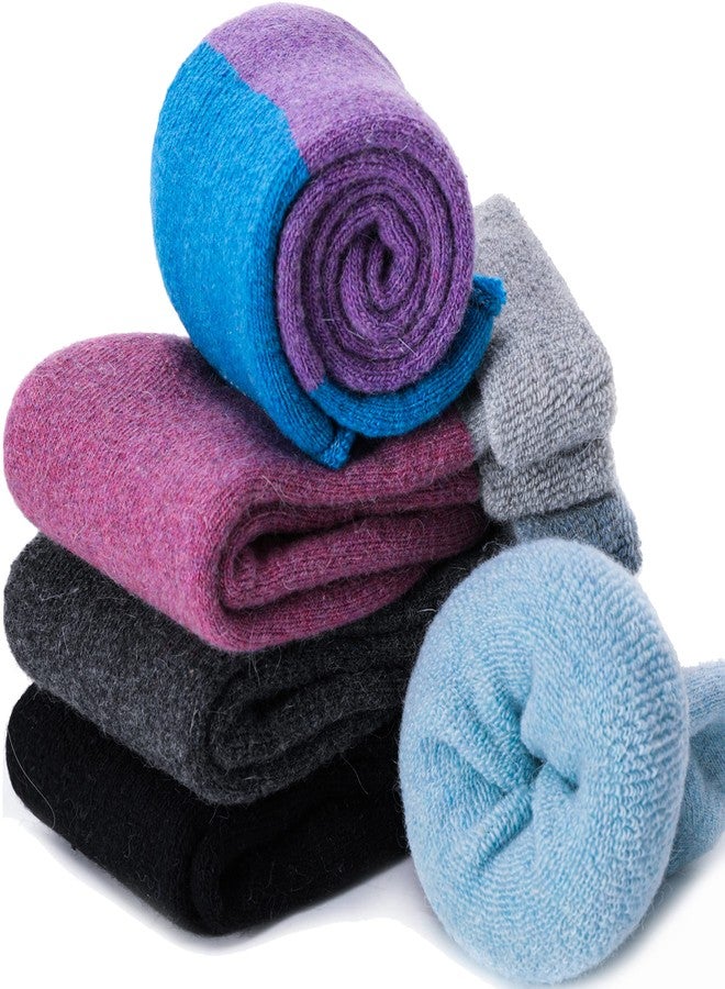 ANTSANG Womens Wool Hiking Socks Winter Warm Thick Boot Cozy Thermal Crew Ladies Work Socks 5 Pairs(Mix Color 2) - Image 1
