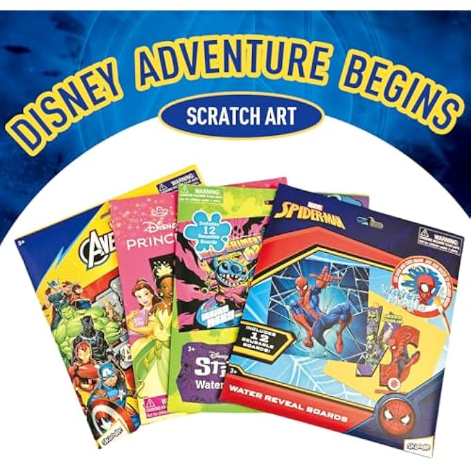 Disney SKOODLE DISNEY SCRATCH SCRIBBLE KIDS' PAPERCRAFT KITS FOR KID, DRAWING ART BOARD WITH PEN EARLY EDUCATION DOODLE PAINTING SUPPLIES TOYS GIFT (PRINCESS) - Image 2