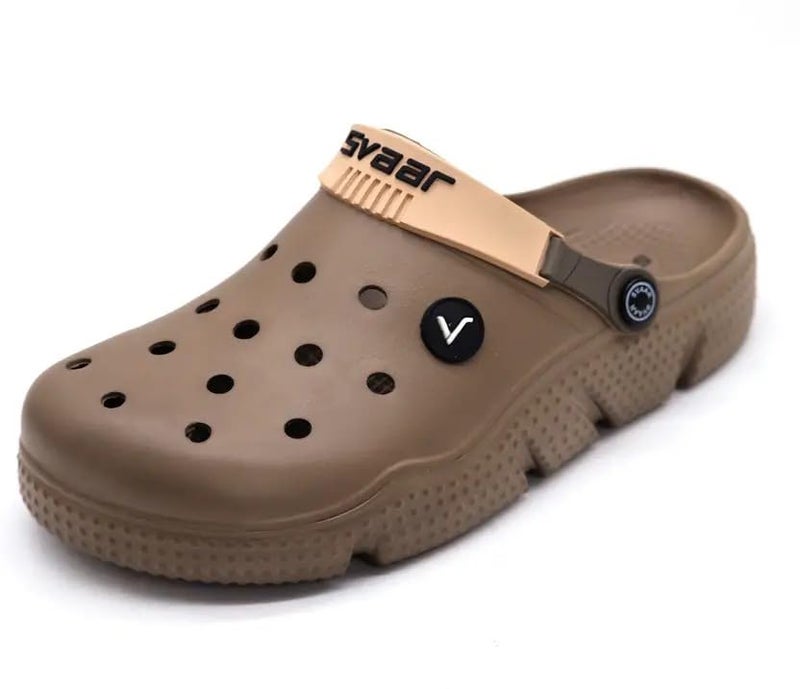 SVAAR Men's Designer Clogs || Sandals with Adjustable Back Strap for Men Brown - Image 3