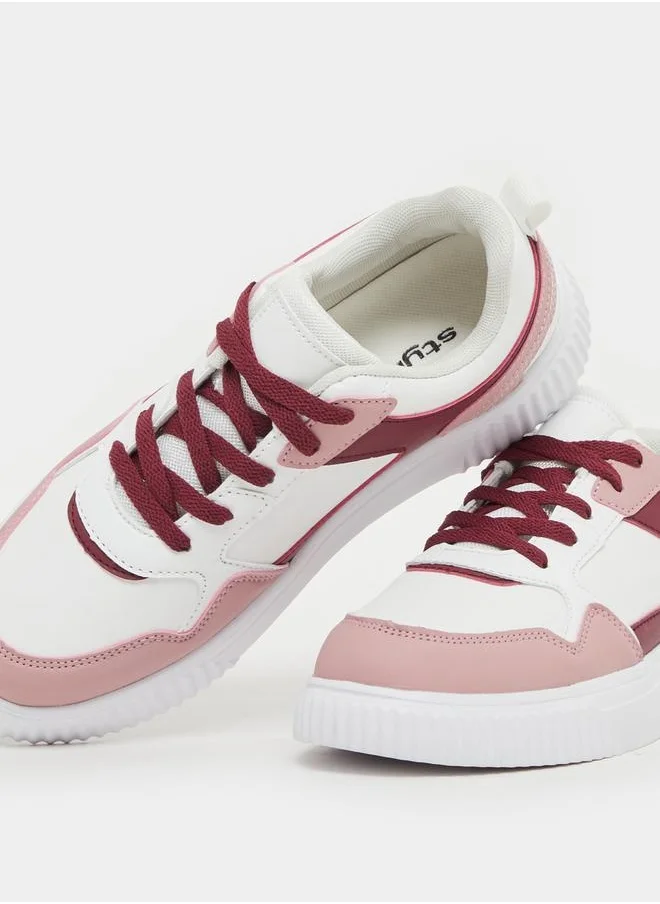 Styli Color Block Lace Up Sneakers