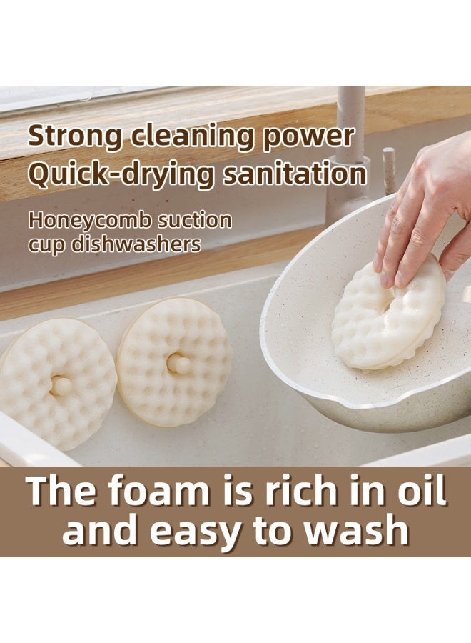 Kitchen Dishwashing Cleaning Brush with Strong Suction Base, Dual-Sided Scrub Sponge with Quick Drainage Design, Multifunctional Cleaning Tool for Kitchen, Bathroom, Sink, Pot, Pan, Tile & Countertop, Suitable for Household Users & Cleaning Workers - Image 2