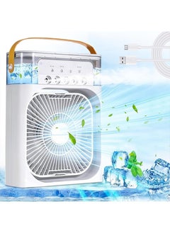 Yoawllty Portable Cooler Fan, Air Conditioner Mini Fan, USB Desk Portable Air Conditioner 3 Wind Speed 7 Colors LED Light 680ml Water Tank, Rechargeable Fan Evaporative Air Cooler for Room Office  - Image 1