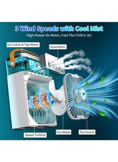 Yoawllty Portable Cooler Fan, Air Conditioner Mini Fan, USB Desk Portable Air Conditioner 3 Wind Speed 7 Colors LED Light 680ml Water Tank, Rechargeable Fan Evaporative Air Cooler for Room Office  - Image 2