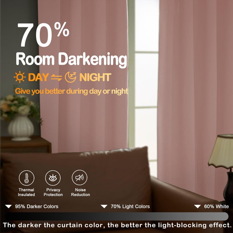 OVZME Blush Pink Blackout Curtains 2 Panels for Girls Room, Thermal Insulated Room Darkening Curtains for Living Room, Energy Saving Window Treatment Curtains Blackout Drapes, 2x40Wx63L Inches - Image 5
