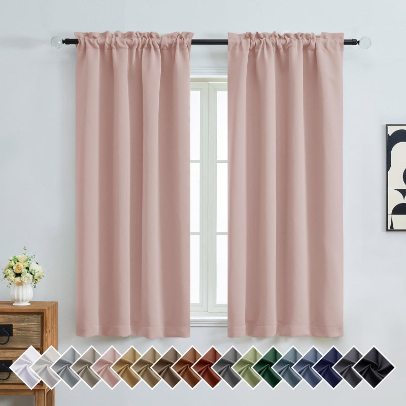 OVZME Blush Pink Blackout Curtains 2 Panels for Girls Room, Thermal Insulated Room Darkening Curtains for Living Room, Energy Saving Window Treatment Curtains Blackout Drapes, 2x40Wx63L Inches - Image 1