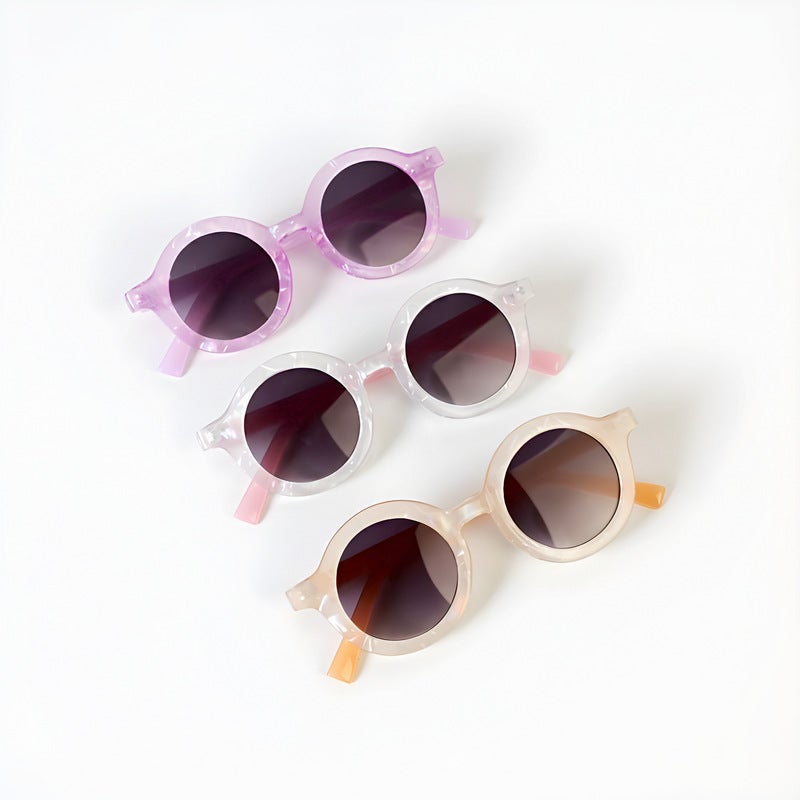 Children's Sunglasses 2025 New Fashion Retro Round Frame Two-color Transfer Printing Flower Personalized Trendy Sunglasses for Boys and Girls - Image 3