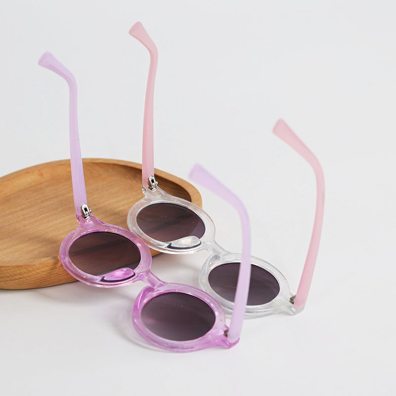 Children's Sunglasses 2025 New Fashion Retro Round Frame Two-color Transfer Printing Flower Personalized Trendy Sunglasses for Boys and Girls - Image 4