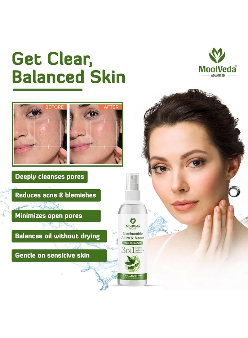 Moolveda Niacinamide, Alum & Neem Face Cleanser | Herbal Face Wash for Acne, Oil Control & Pore Tightening | Gentle Daily Face Cleanser for All Skin Types – 100ml - Image 5