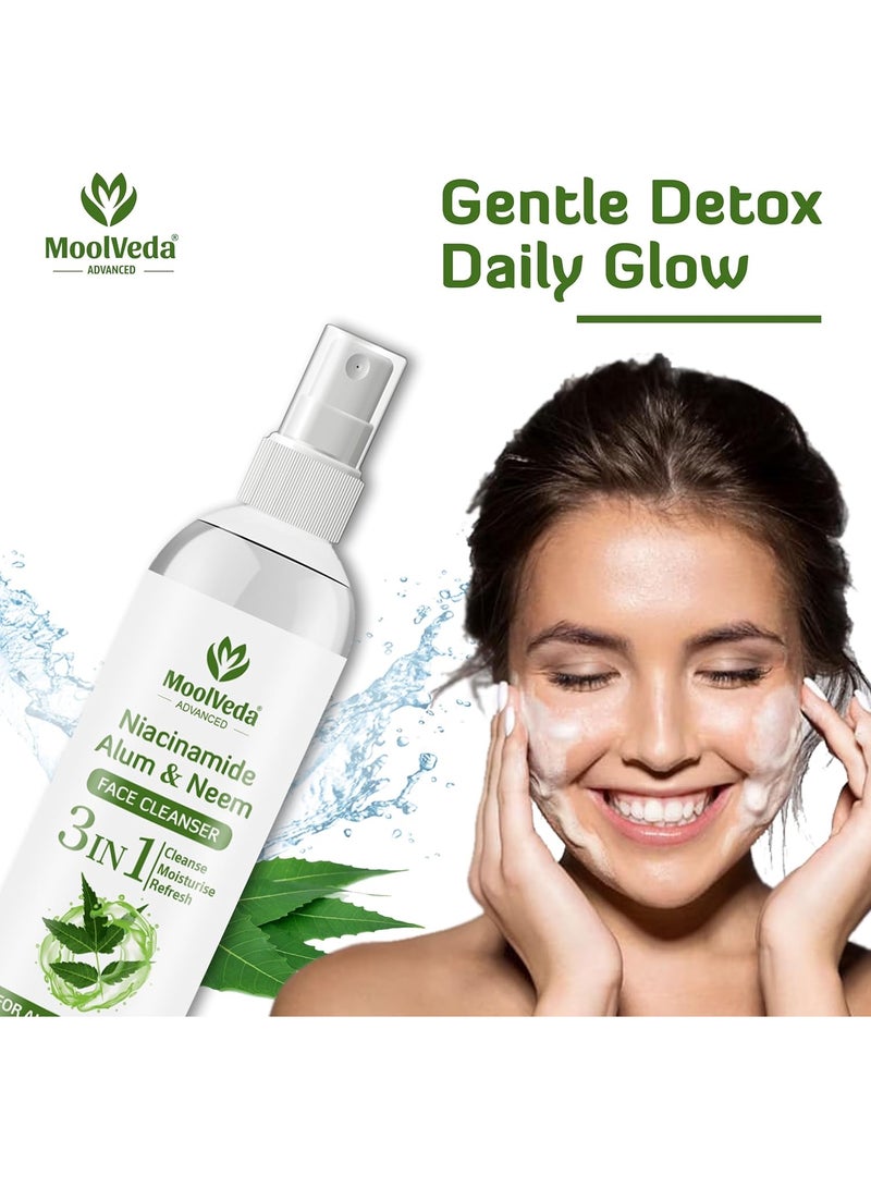Moolveda Niacinamide, Alum & Neem Face Cleanser | Herbal Face Wash for Acne, Oil Control & Pore Tightening | Gentle Daily Face Cleanser for All Skin Types – 100ml - Image 2