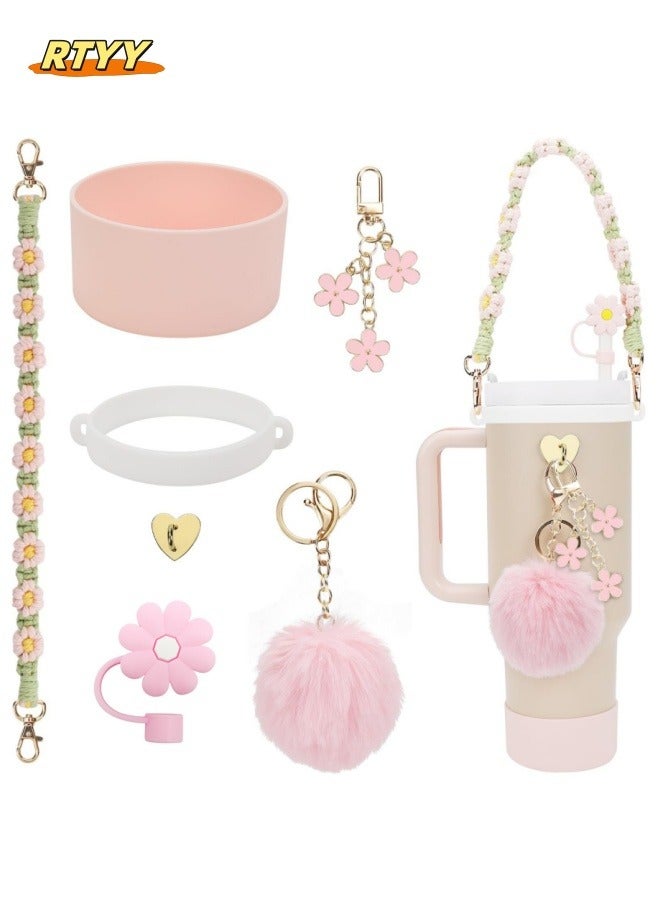 RTYY Stanley Cup Accessories Set Handle Strap, Silicone Boot, Straw Cover, and Charms for 30oz & 40oz Tumblers  - Image 1