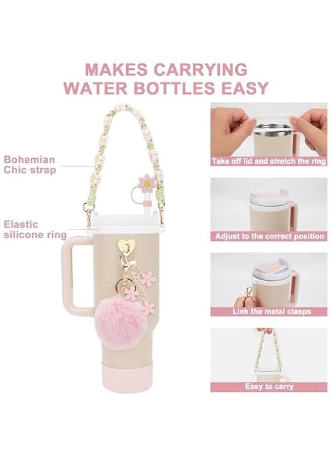 RTYY Stanley Cup Accessories Set Handle Strap, Silicone Boot, Straw Cover, and Charms for 30oz & 40oz Tumblers  - Image 3