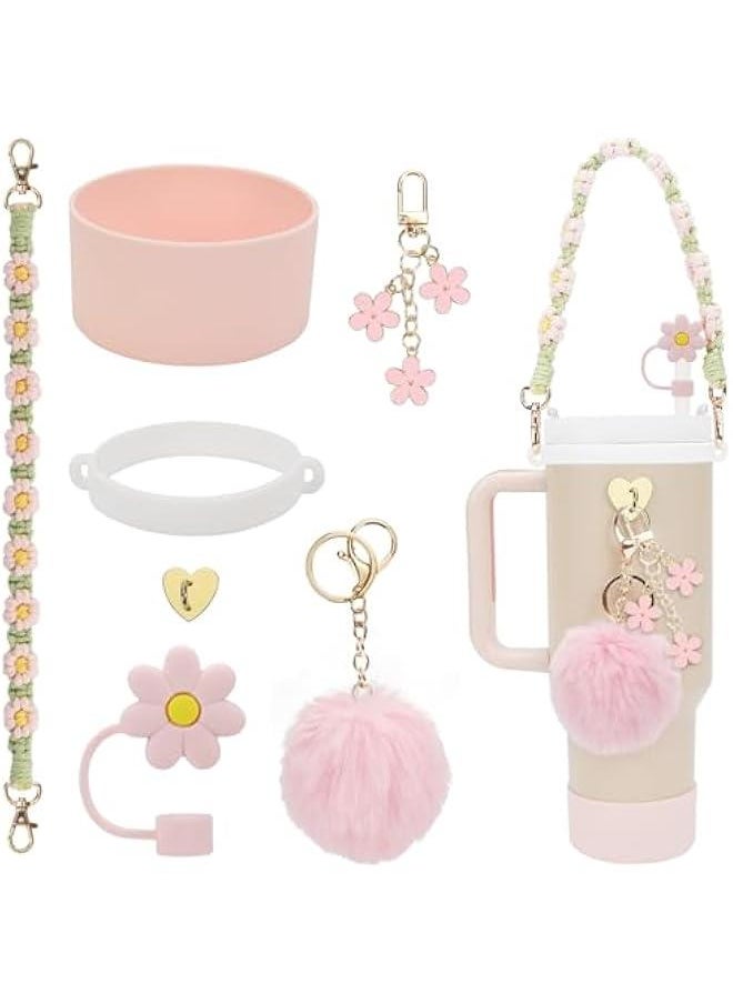 RTYY Stanley Cup Accessories Set Handle Strap, Silicone Boot, Straw Cover, and Charms for 30oz & 40oz Tumblers  - Image 1