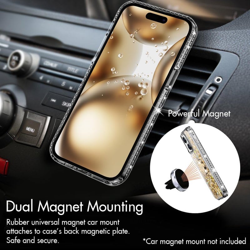 SILVERBACK for iPhone 13 Mini Case with Ring Stand, Women Girls Bling Holographic Sparkle Glitter Cute Cover, Diamond Ring Protective Phone Case for iPhone 13 Mini 5.4'' - Gold - Image 3