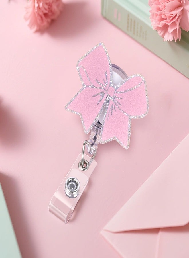 ITOKEY Pink Bow Badge Reel, Cute Badge Holder with Alligator Clip, Nurse Badge Reel, Medical Retractable ID Card Holder, Pediatric Nursing Accessories for Work Office Doctor Student Teacher - Image 3
