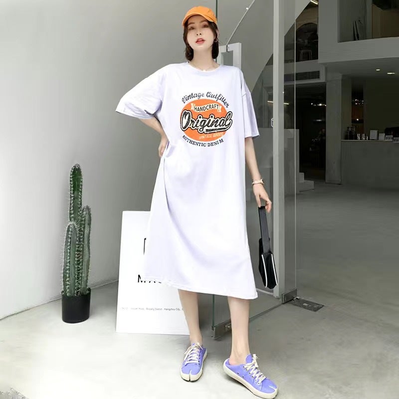 Plus Size Tee Dress 2023 Summer Casual Maxi Navy - Image 2