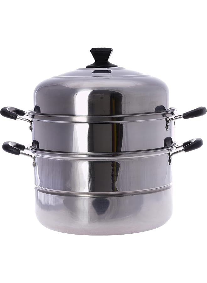 برايت هوم قدر طهي بالبخار 3 طبقات ستانلس ستيل 30 سم فضي 900 مل Ms7276 - Image 1