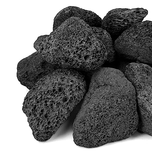 Mr. Fireglass Lava Rock Granules, 2.75"-5" Large Volcanic Lava Rock for for Fire Pits, Fire Bowls, Fire Table and Gas Log Sets, Decorative Landscaping, Indoor & Outdoor Fireplaces - 10 Pounds, Black - Image 1