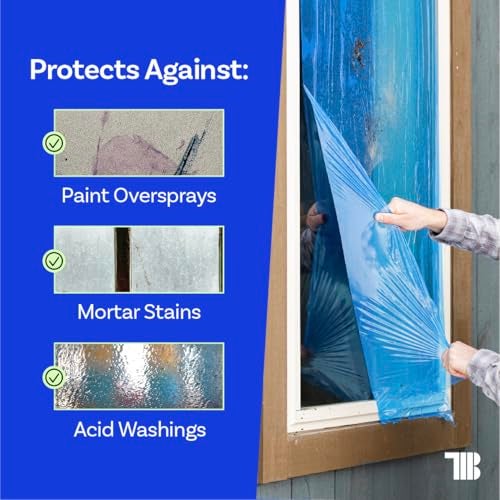 TapeManBlue Window Protection Film, 24 inch x 600 feet, Made in The USA, Strongest and Most Durable Window Protection Film for Construction, Blue Self-Adhesive Temporary Glass Protection Tape - Image 3