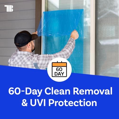 TapeManBlue Window Protection Film, 24 inch x 600 feet, Made in The USA, Strongest and Most Durable Window Protection Film for Construction, Blue Self-Adhesive Temporary Glass Protection Tape - Image 4