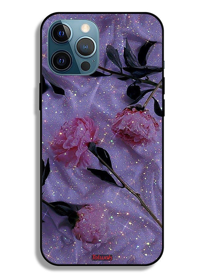 Tolwak حافظة حماية آبل آيفون 12 برو ماكس بتصميم زهور لامعة - Image 2