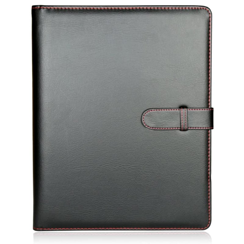 H&S A4 Faux Leather Portfolio Folder with Ring Binder Mechanism - A4 Business Padfolio with 40 Plastic Pockets - Conference Organizer - Portfolio Binder - Leather Padfolio - Image 1