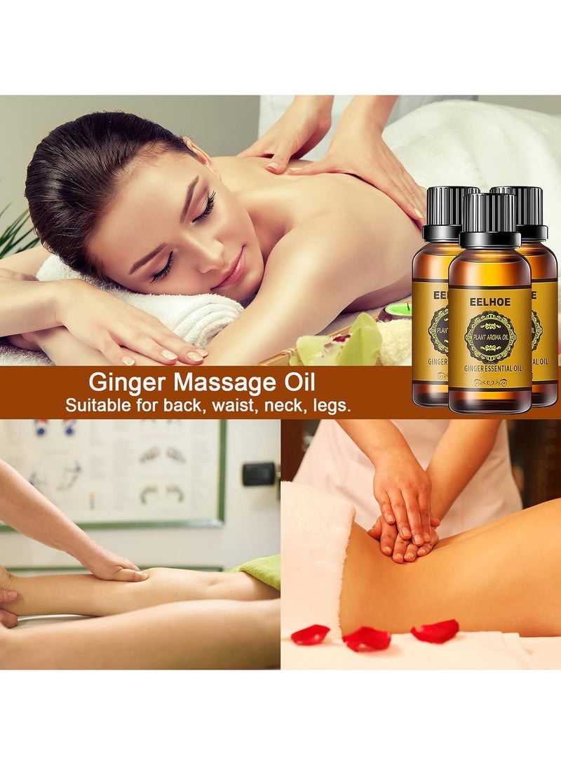 EELHOE Belly Drainage Ginger Oil, bdominal Draining Ginger Oil, Lymphatic Draining Ginger Oil, Curves Natural Organic Draining Ginger Oil Essence Relaxing Body Massage Oil - Image 3