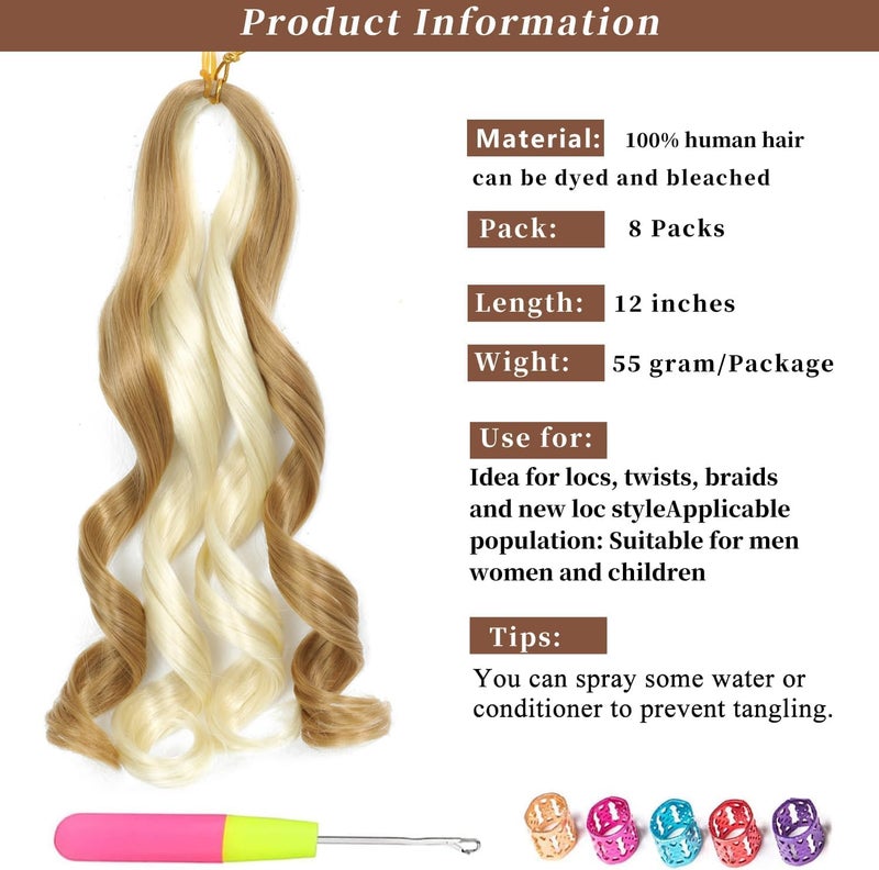FALEMEI French Curly Braiding Hair 12 Inch 8 Packs - Pre Stretched Bouncy Braiding Hair- Loose Wavy Synthetic Hair Extensions for Black Women (12 inch 8 packs, 27P613#) - Image 3