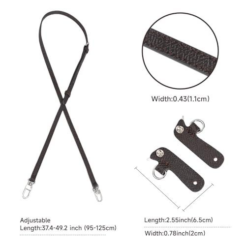KOMHPS Purse Straps Replacement, Leather Handbag Crossbody Shoulder Strap Kit Adjustable for Mini Longcamp Tote Bag Women - Image 3